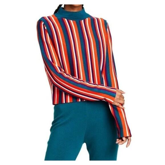 Victor Glemaud Target Striped Orange and Blue Stripes Mock Neck Large - Picture 1 of 8